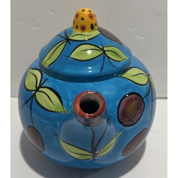 Renardi Cherry Print Espirt Designed By Pakita Ferrer‎ Blue Teapot - Picture 2 of 5